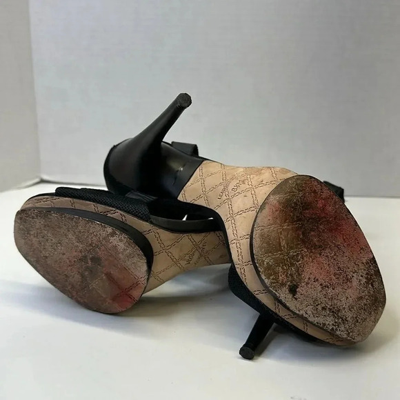 LAMB by Gwen Stefani High Heels Stiletto Platform Leather Shoes Black Size 8.5 - Picture 10 of 12